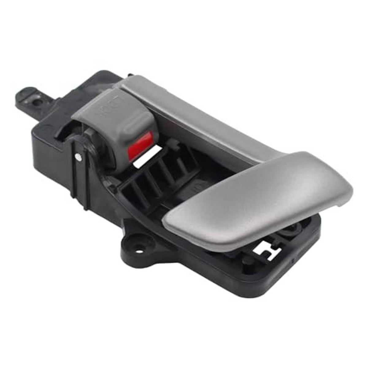 Gray interior door handle assembly with black base and visible red connector slot.