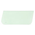 Tinted side glass window panel, curved corners, light green tint