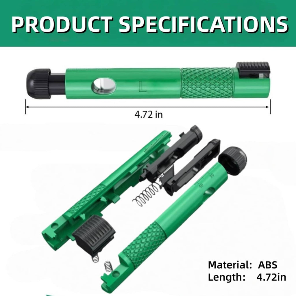 3-in-1 rotary network cable stripper, green ABS-style tool with exposed cutting jaws