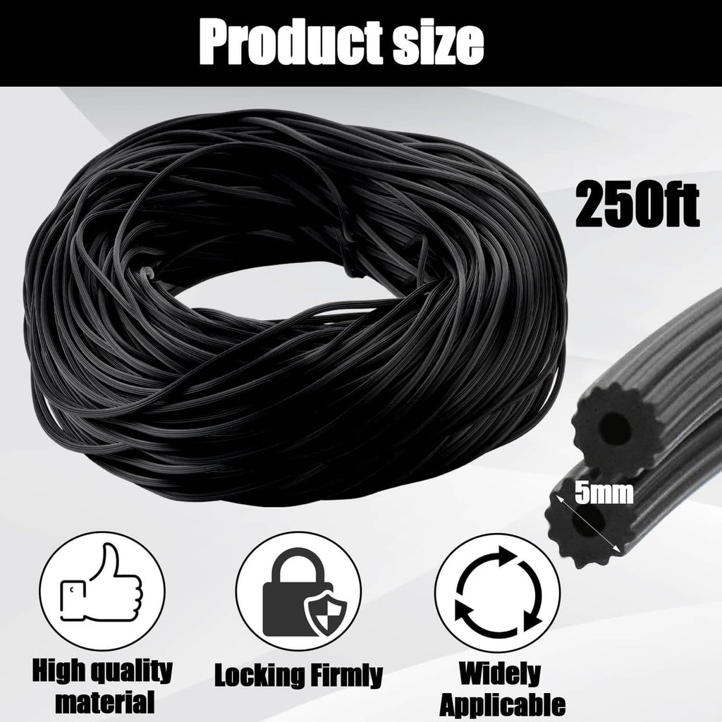 Black window screen spline, 250 ft roll with 5 mm profile