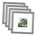 Light grey solid wood picture frame set with clear plexiglass, 8x8 size