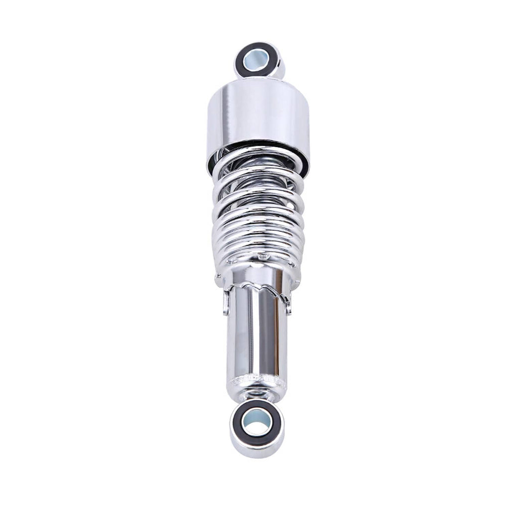 Chrome rear shock absorber with coil spring and top/bottom eyelet mounts