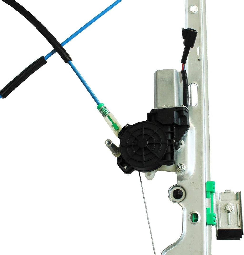 Power window regulator motor attached to metal door regulator frame