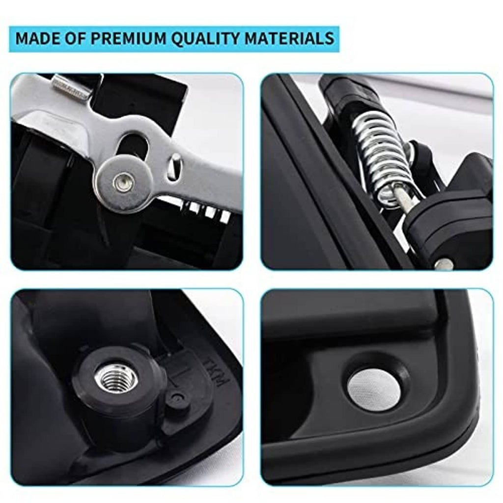 Front right door handle material detail with spring and lock-stud hardware