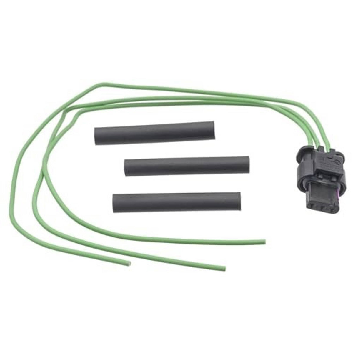Wiring pigtail harness with black sensor connector and three green wires