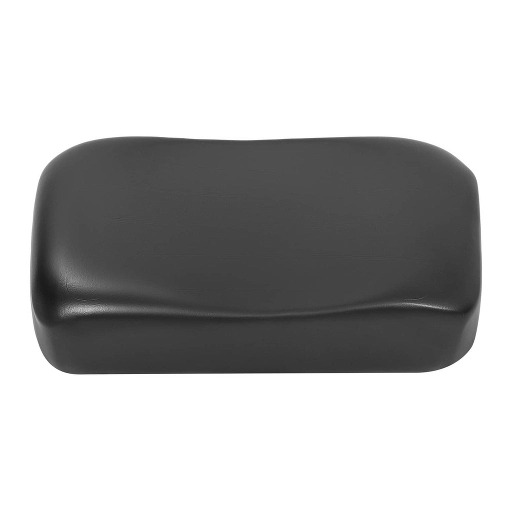 Black golf cart seat cushion with rounded rectangular profile and seam detail