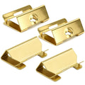 Electrical box repair clips, gold metal, 4-pack with round mounting hole and tabs