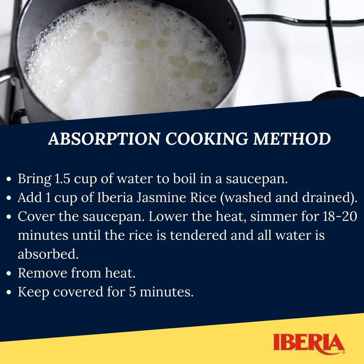 Absorption cooking method instruction card for jasmine rice