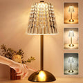 RivetOak Cordless lamp,Dimmable Crystal Table Lamp 3 Colors LED Gold Lamp,Touch White