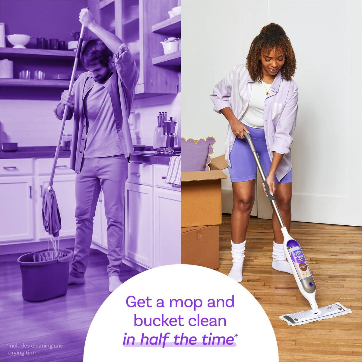 Swiffer Power Mop Wood QuickDry cleaner used with a mop for wood floors