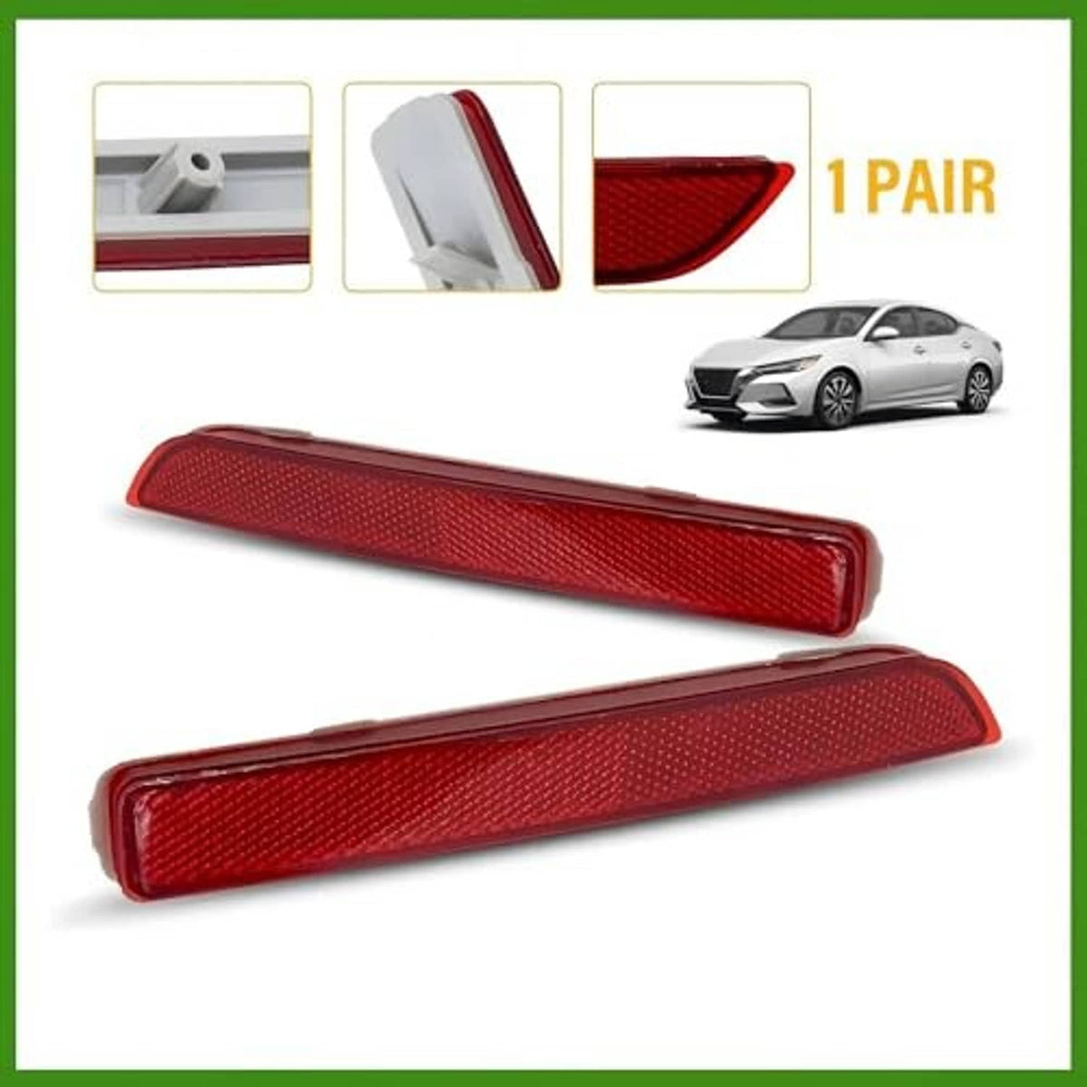 Red rear bumper reflector lenses, 1 pair with vehicle preview