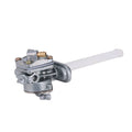 Fuel petcock valve switch with long white lever, metal body and brass inlet
