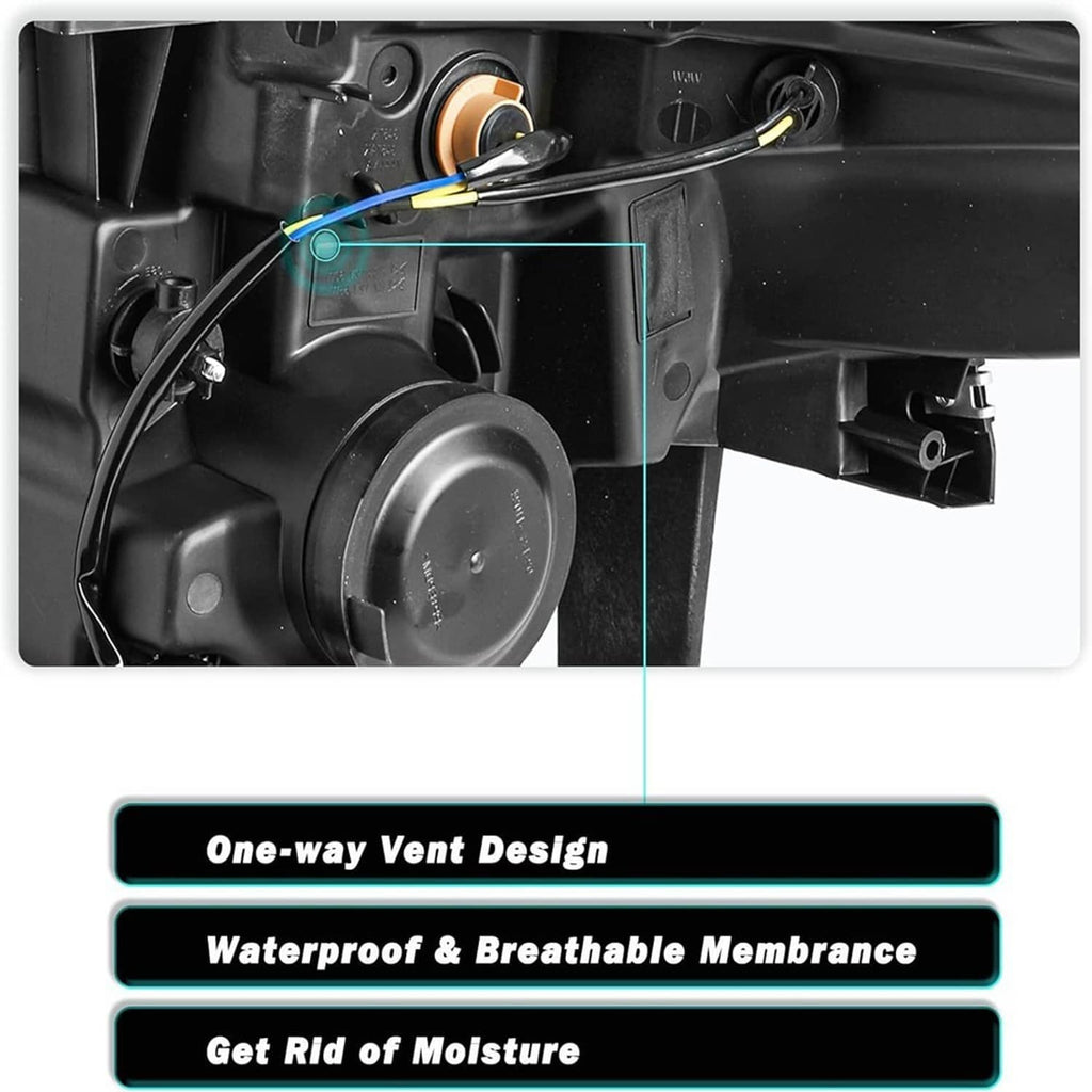 Halogen projector headlight housing with wiring and circular bulb projector opening