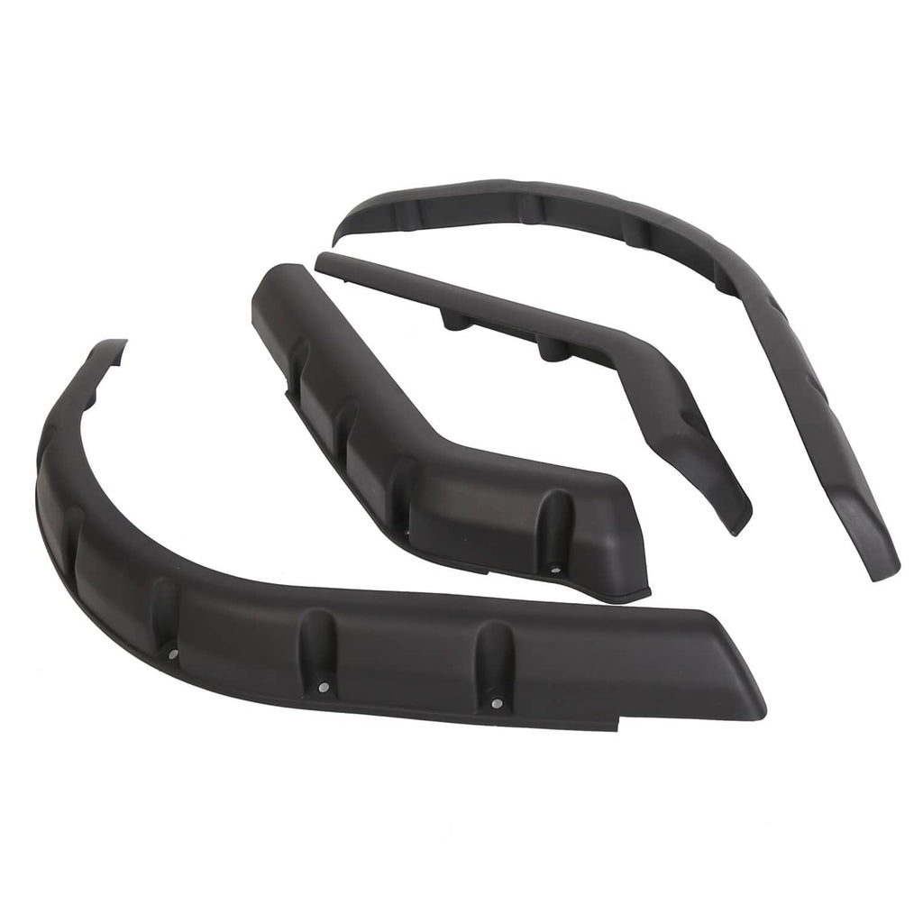 Black fender flare set for EZGO TXT, with curved front and rear pieces