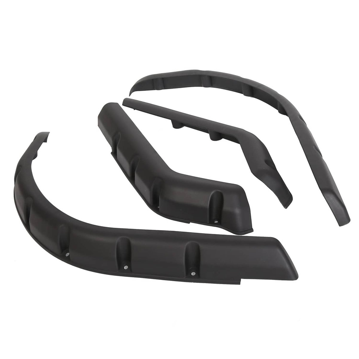 Black fender flare set for EZGO TXT, with curved front and rear pieces