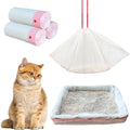 Large cat litter box liner bags, white drawstring liners with light blue roll packs