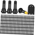 Black snap-in tubeless valve stems with gold core, bulk set of 150