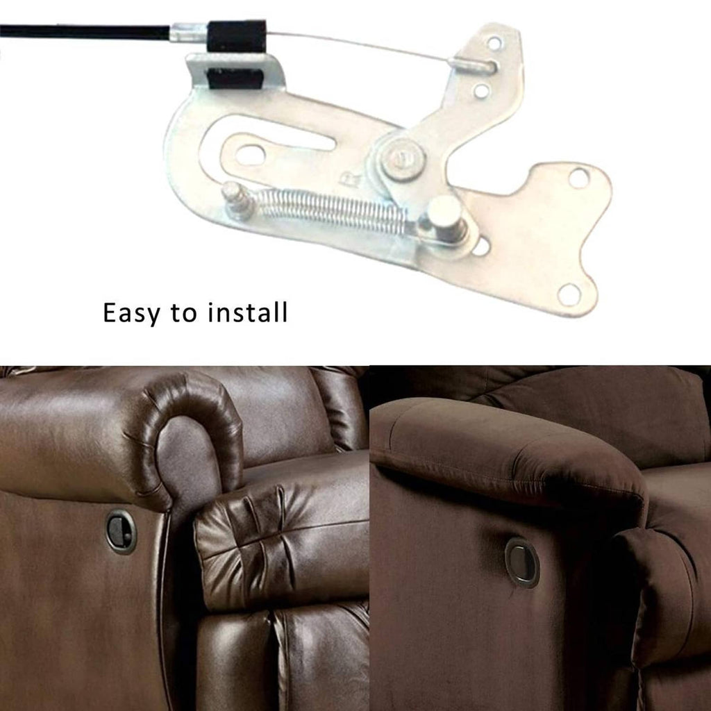 Metal recliner release latch bracket with spring and mounting plate