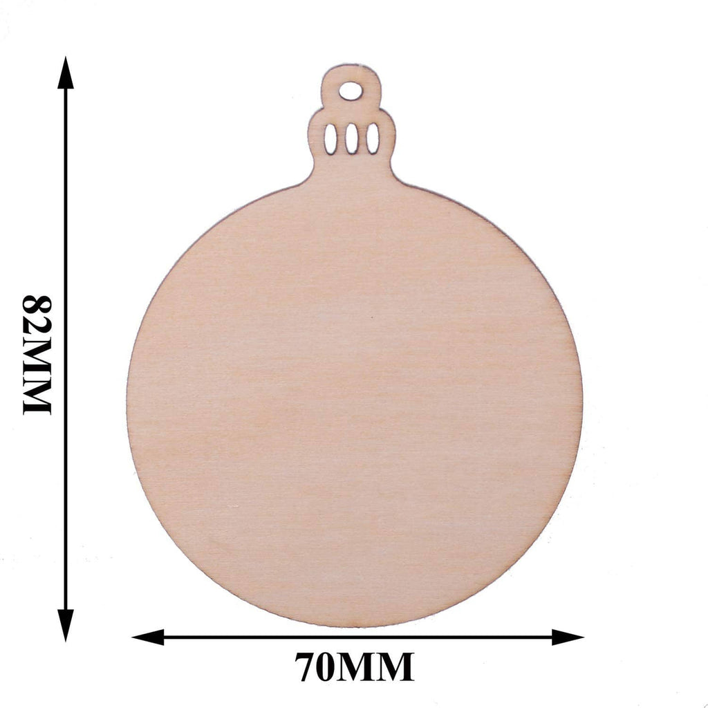 Round wooden Christmas ornament blank with hanging loop; 70mm size shown