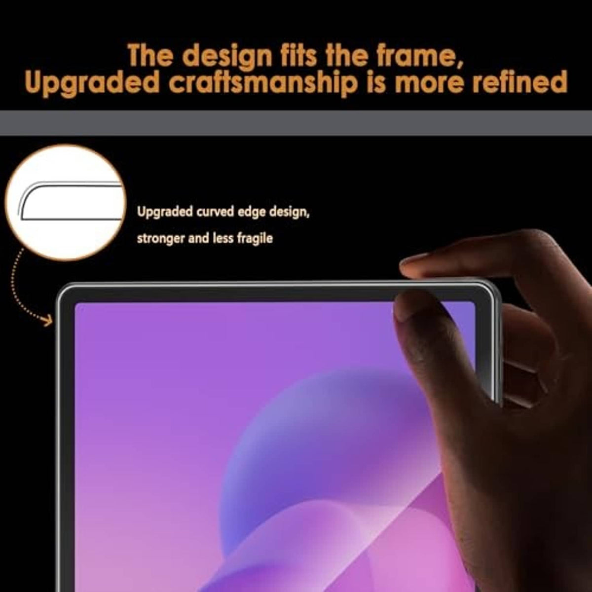 Tablet screen protector with curved edge design, clear tempered glass