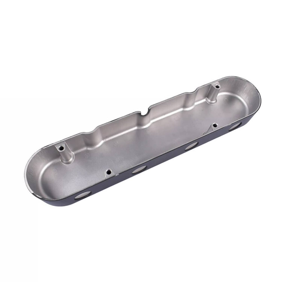 Aluminum valve cover with coil-mounts, silver finish and mounting holes
