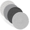Round woven dish trivet pads, dark and light gray, stacked set of 4