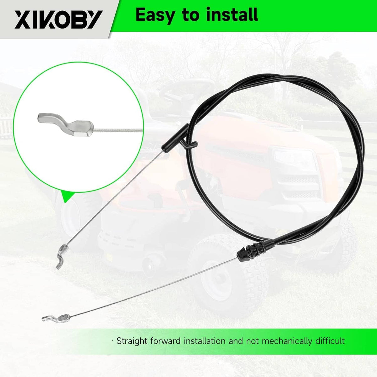 Throttle control cable with black conduit and silver z-bend ends, for easy installation