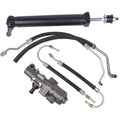 Power steering valve cylinder ram hose kit with black hoses and metal fittings
