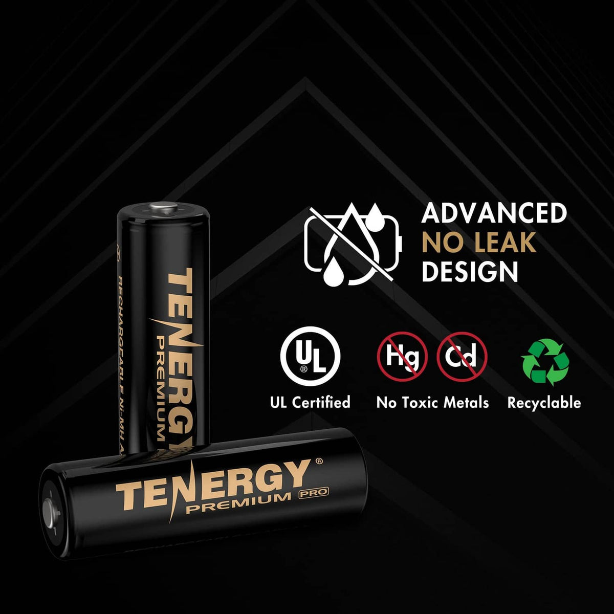 AA rechargeable battery with Advanced No Leak Design and UL certified label