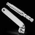 Motorcycle shifter rod lever and shaft, chrome with knurled ends and mounting holes