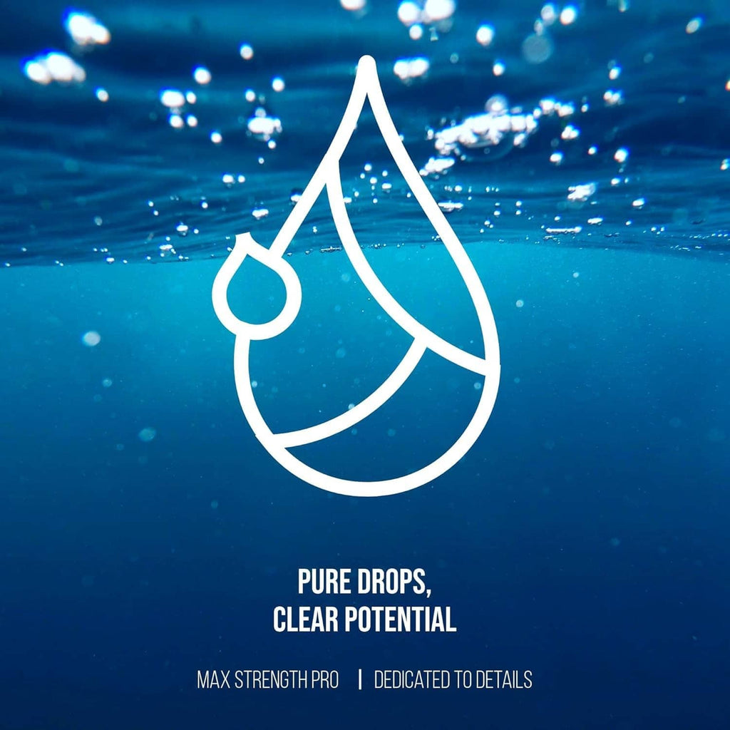 Water droplet icons indicating pure filtration performance