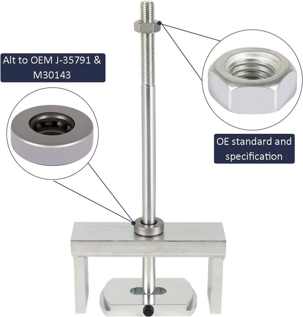 Cylinder sleeve puller tool with threaded screw, hex nut, and clamp base
