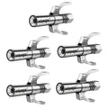 Silver 5-piece grease gun coupler set with quick-connect heads and spring clips