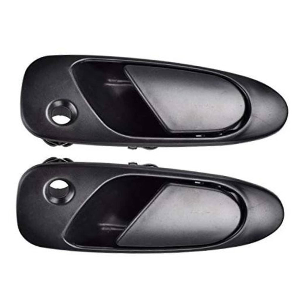 Black exterior front door handle pair, smooth grip with keyhole opening