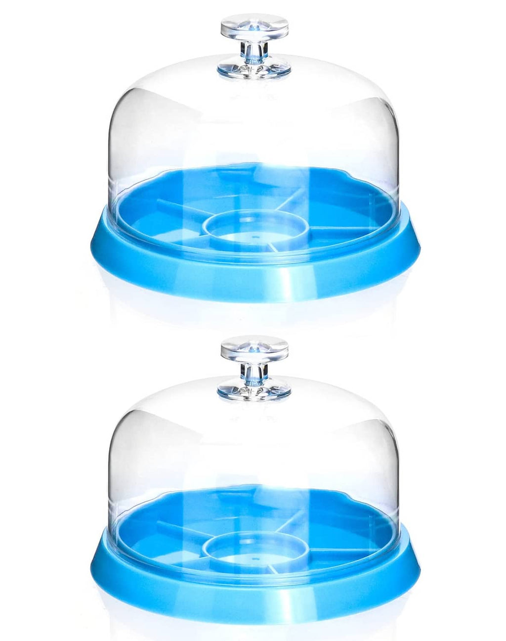 Set of 2 clear watch movement dust covers with blue moistureproof anti-dust trays