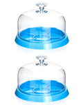 Set of 2 clear watch movement dust covers with blue moistureproof anti-dust trays