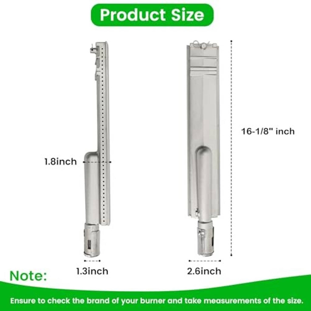 Stainless steel grill burner profile with perforated channel and valve assembly