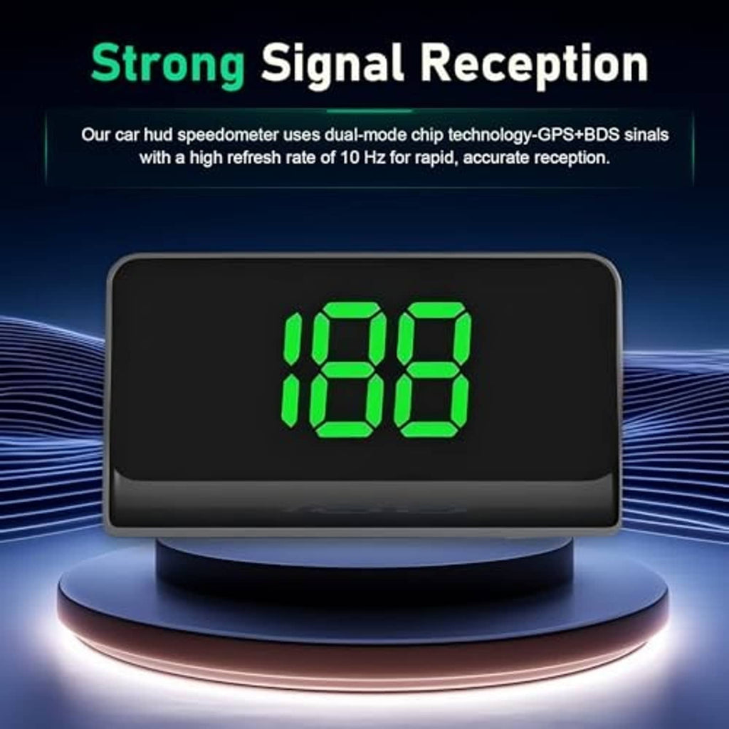 Car HUD speedometer projector, black unit showing green digits 119