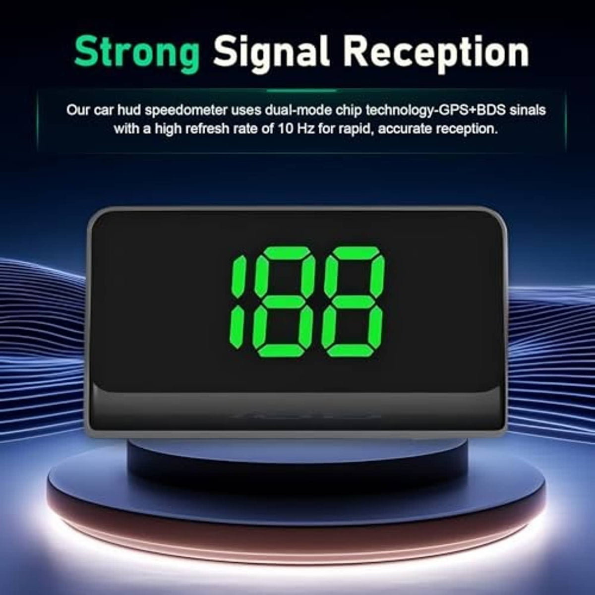 Car HUD speedometer projector, black unit showing green digits 119
