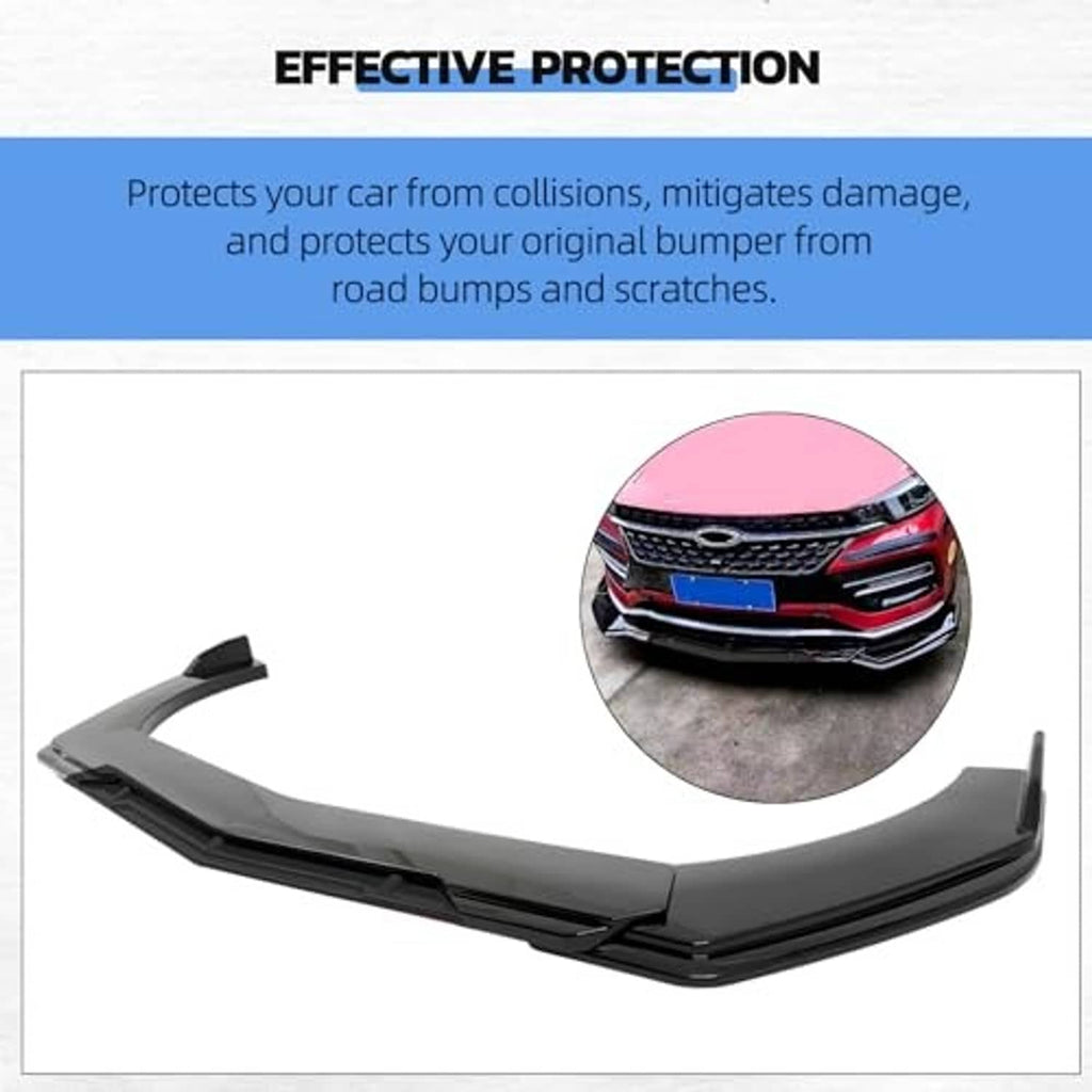 Glossy black universal front bumper lip spoiler for collision scratch protection