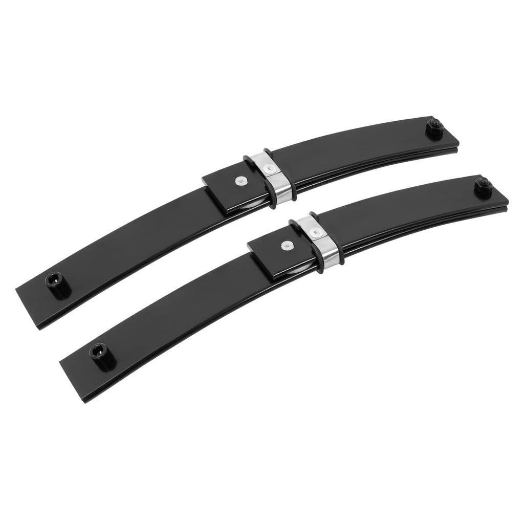 Front leaf spring pair with black steel leaves and center strap brackets
