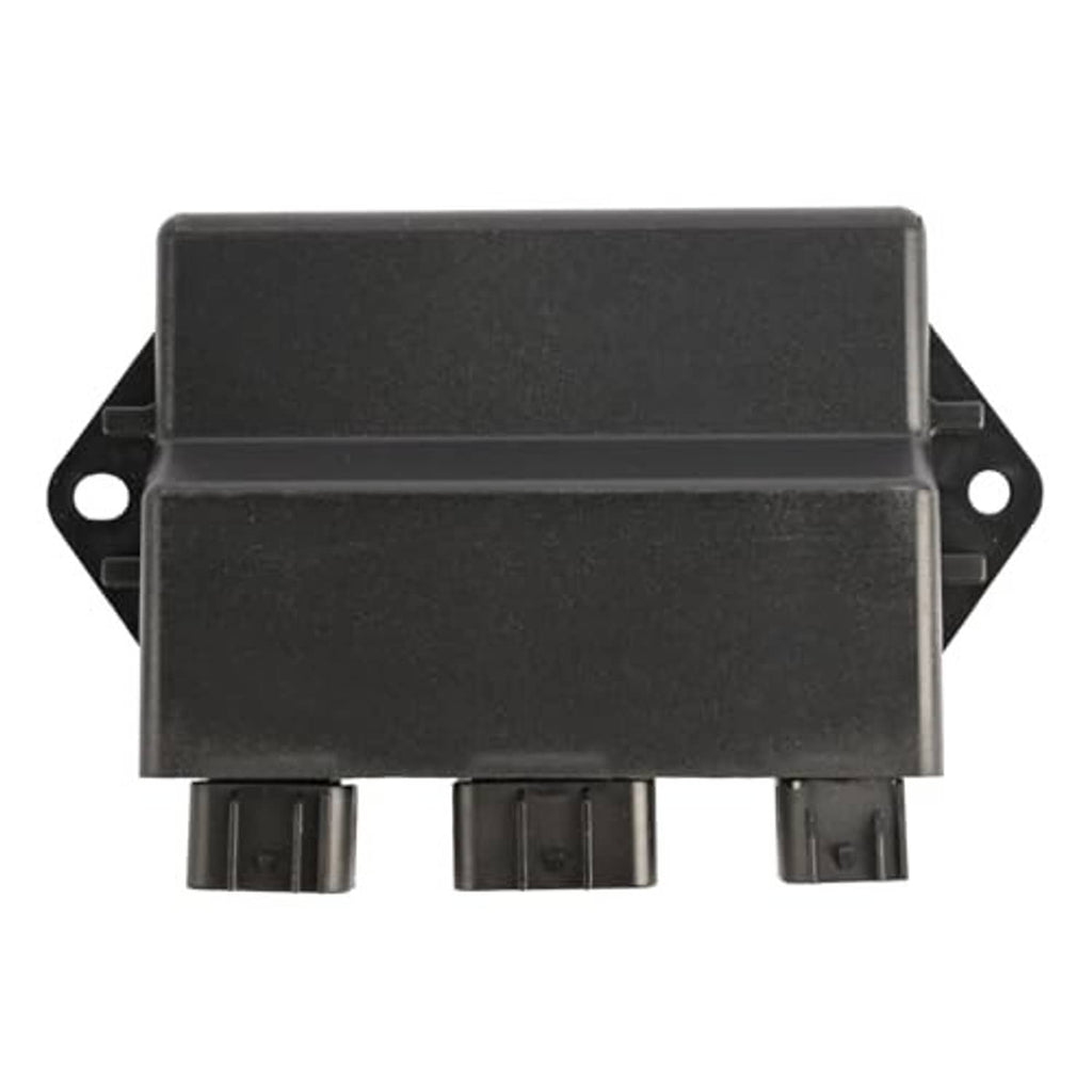 Black CDI ignitor box with three front plug terminals and side mounting holes