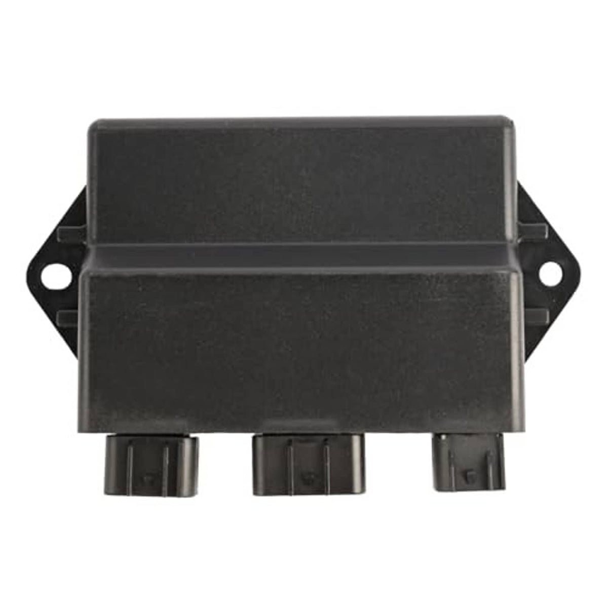 Black CDI ignitor box with three front plug terminals and side mounting holes