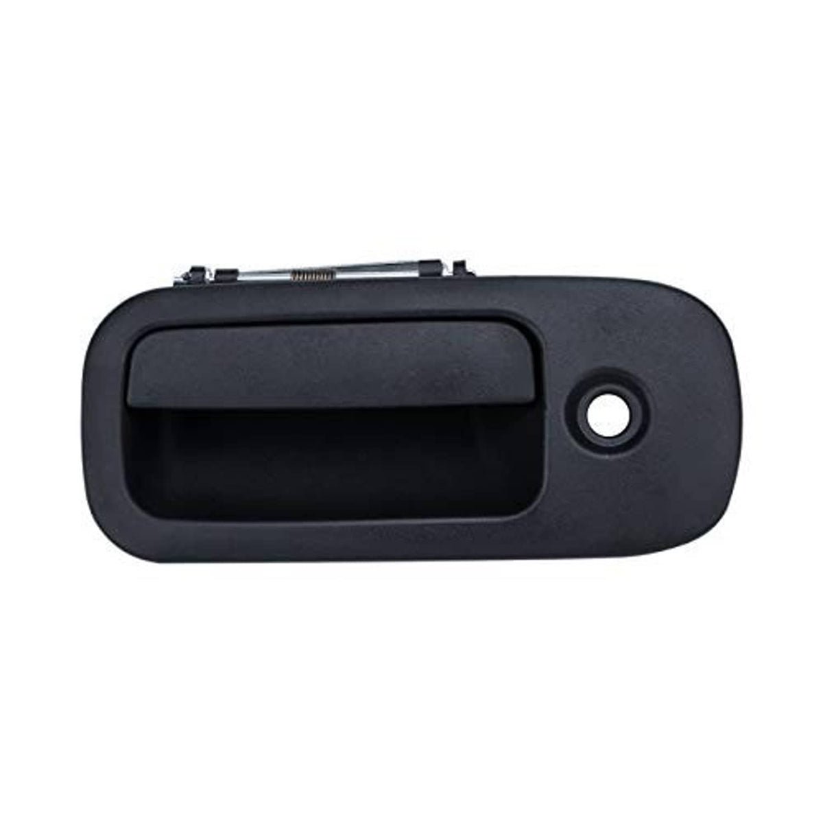 Exterior door handle cover, dark gray/black with recessed grip and round hole
