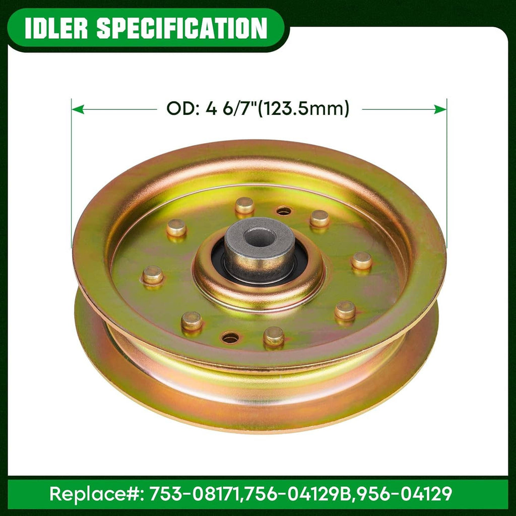 Metal idler pulley with gold finish and center bushing