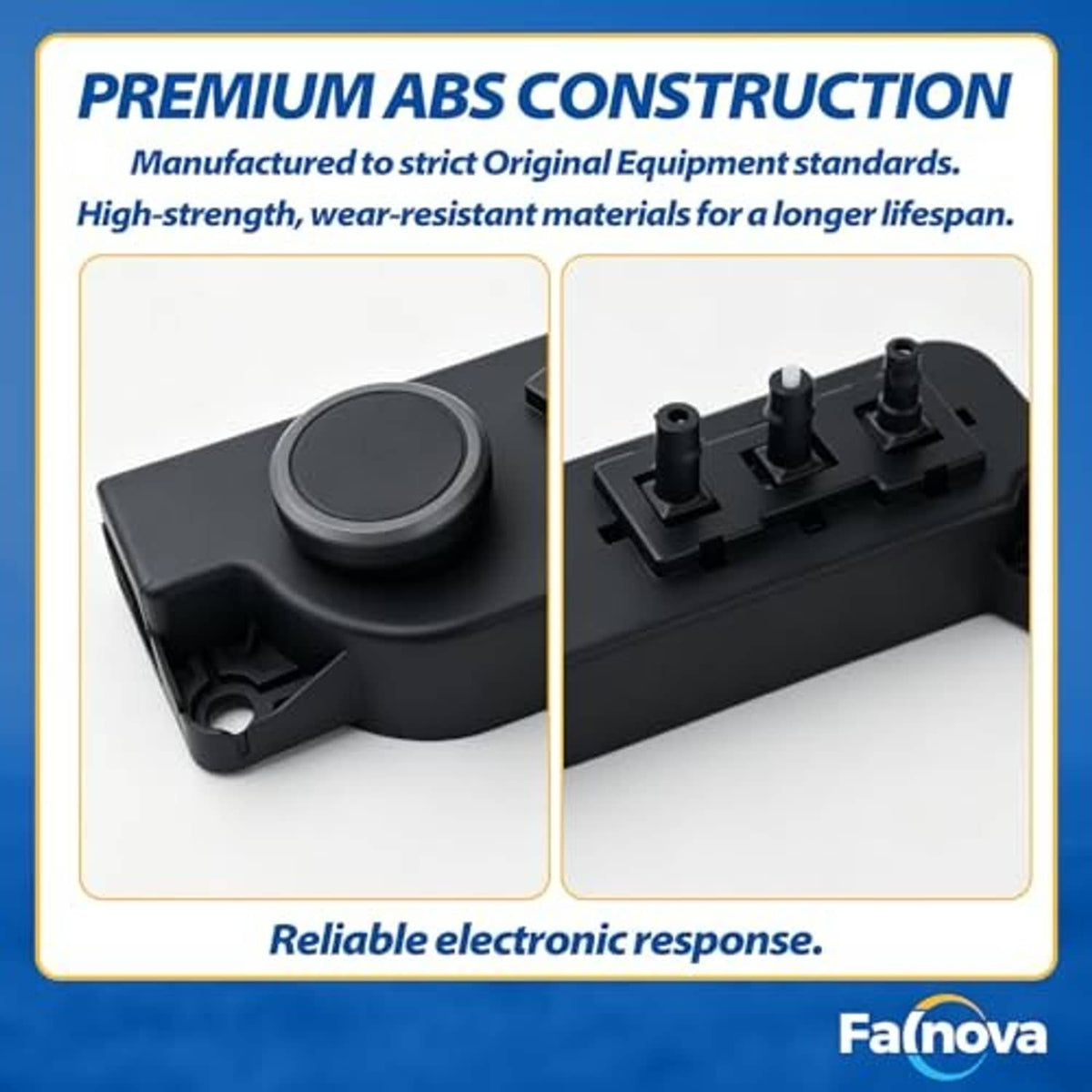 Black power seat switch control module with a large round button on the front panel.