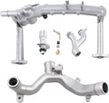 Aluminum coolant water pipe system kit with curved pipes and mounting flanges