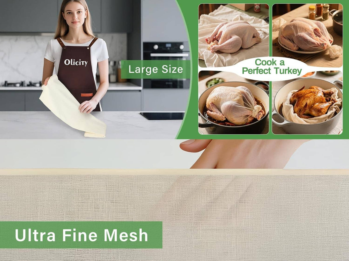 Unbleached cheesecloth sheet, large size, light beige on kitchen counter