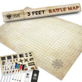 Rolled melee battle map mat with grid and compass print, 24x36 in