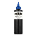 Dynamic ink bottle, 8oz, triple black with blue twist cap and black liquid.